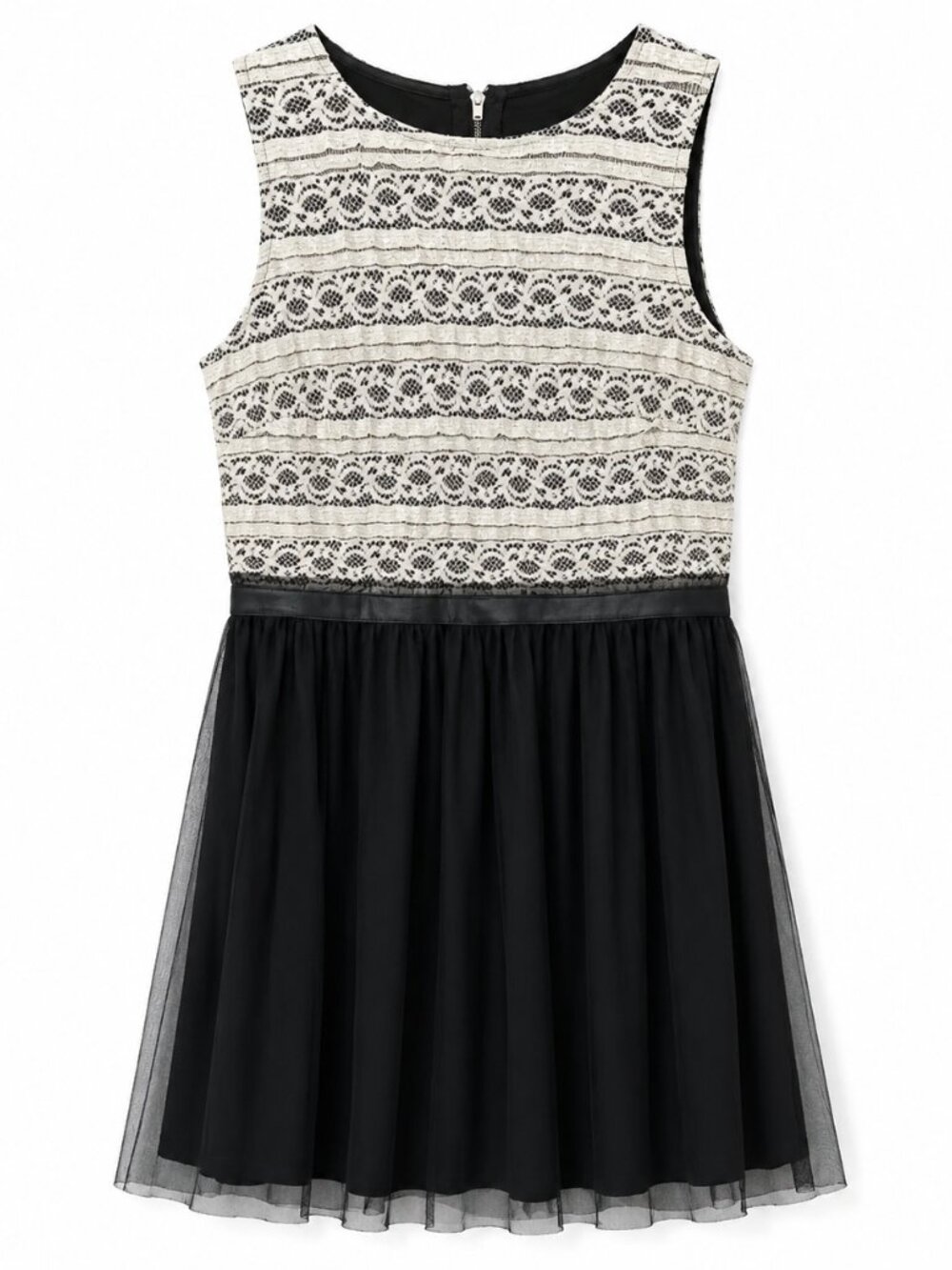 Chic Lace and Tulle Sleeveless Dress